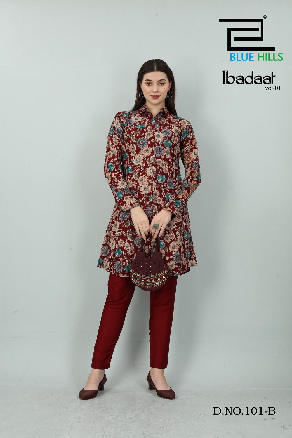 Ibadaat Vol 1 By Blue Hills Western Wear Top With Bottom Catalog